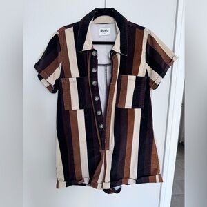 Show Me Your Mumu Range Romper - Brown Stripe - M